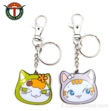 Cartone animato in metallo personalizzato smalto duro keychain d&#39;argento